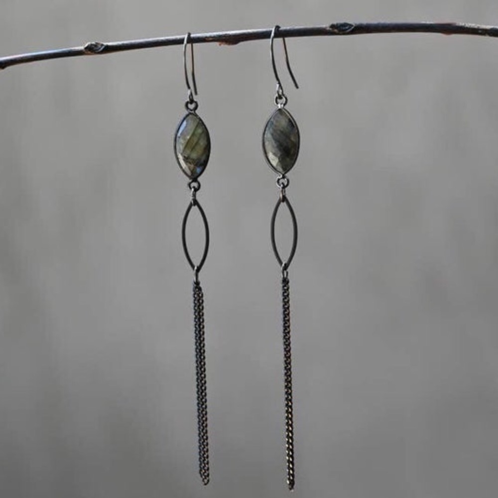 Long labradorite earrings